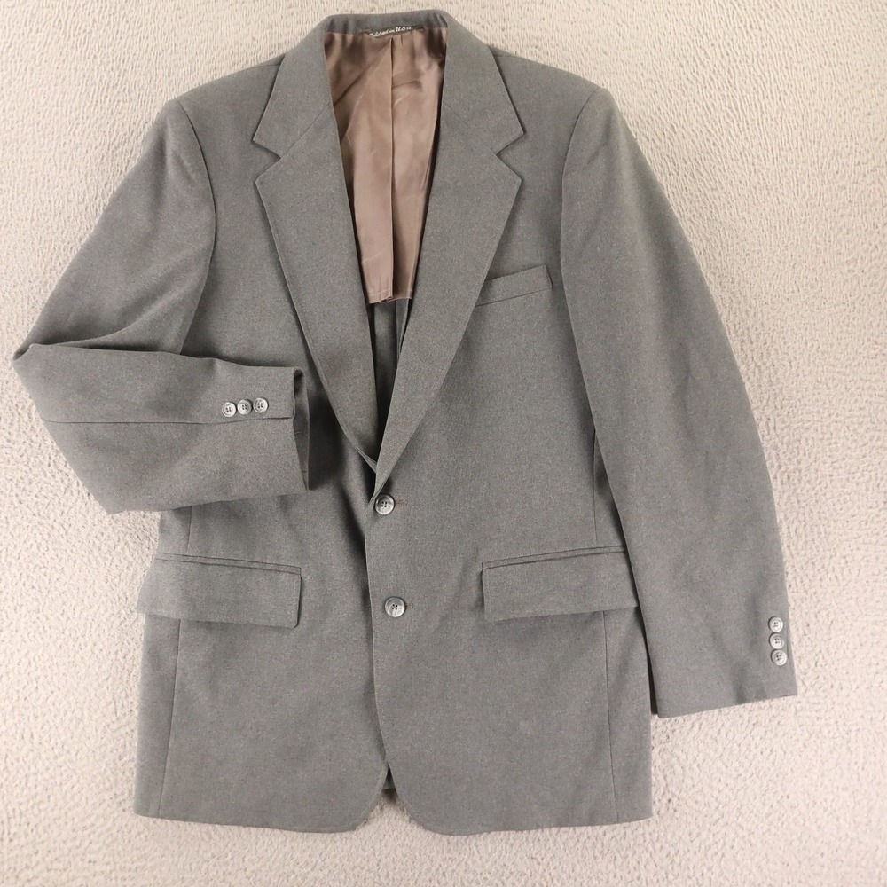 VTG Hopsack Jacket 40R M Gray Heather Polyester Made in USA 1/4 Lined Blazer